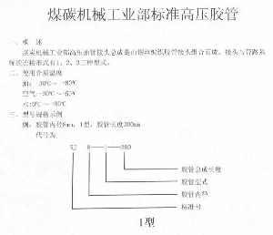 煤炭機(jī)械工業(yè)部標(biāo)準(zhǔn)高壓膠管